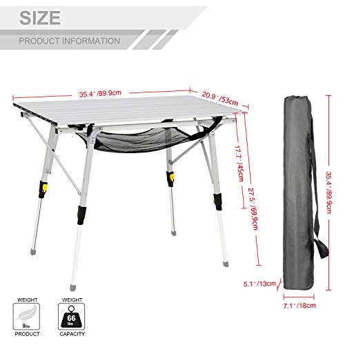PORTAL Outdoor Folding Portable Picnic Camping Table with Aluminum Legs