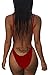 Viottiset Women's High Cut Out Backless Thong Bikini Swimsuit Red X-Large