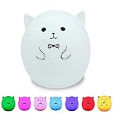 niceEshop(TM) Portable Silicone LED Colorful Baby Night Light, USB Rechargeable Children Night Lamp with Warm White, 7-Color Breathing, Single Color 3 Lighting Modes for Kids Adults Bedroom(C)