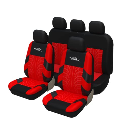 AUTOYOUTH Red Car Seat Covers Full Set, Front Bucket Seat Covers with