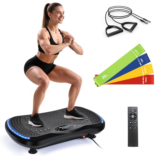 Vibration Plate Exercise Machine for Lymphatic Drainage, Vibration Machine for Full-Body Weight Loss Shaping, Vibrate Fitness Platform 400 Lbs & 200 Adjustable Speeds