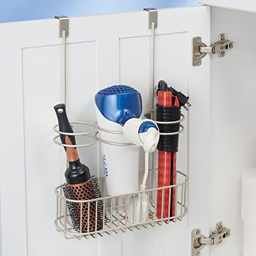 mDesign Steel Over Door Hair Care, Hot Styling Tool Organizer