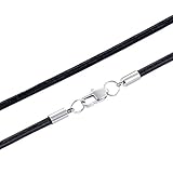 Jstyle 3MM Leather Necklace for Men Women Necklace Chain Rope Leather Cord Black 20 inch
