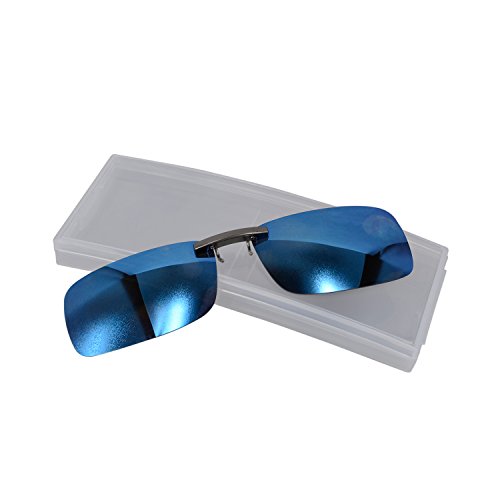 Polarized uv clip on blue reflective lens sunglasses fo…