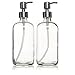 2-Pack 16 oz Glass Bottles with Pump, Clear Glass Soap Dispenser with Soap Pump, Refillable Clear Glass Bottles for Essential Oils, Hand Liquid Soap, Lotions and More, Glass Bottle Dispensers