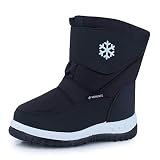 CIOR Winter Snow Boots for Boy and Girl Outdoor Waterproof with Fur Lined(Toddler/Little Kids) U118WXZ013-black-25