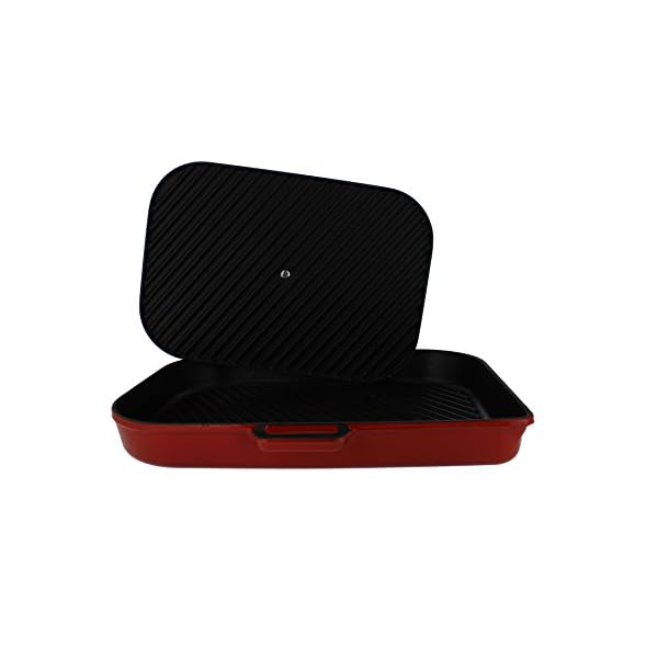 Chasseur 10inch Red French Enameled Cast Iron Panini Press Cast Iron