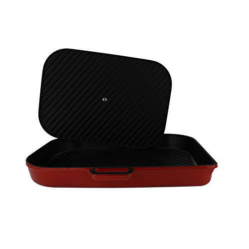 Chasseur 10-inch Red French Enameled Cast Iron Panini Press - Image 3