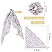 Chiffon Ponytail Hair Scarf Scrunchies - 3 Packs AWAYTR Flower Cashew Leopard Ripple Point Elastic Hair Ties Bow for Women (Flower blue + flower red + flower pink)