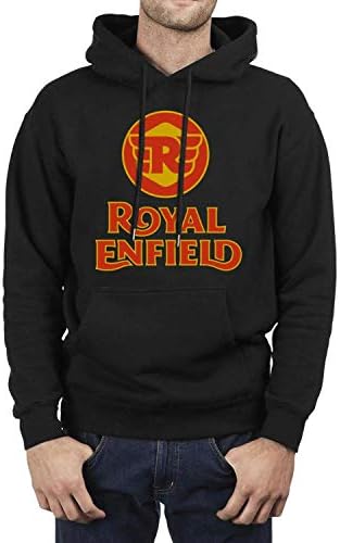 Boys Black Hooded Sweatshirt Royal-Enfield-Motorcycle-Logo- Fleece Long Sleeve Pullover