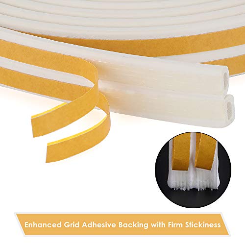 QIBOX Indoor Weather Strips, 52Ft Weather Stripping for Doors Window Seal Draft Stopper Door Sweep, Insulation Door Strip Kit Soundproofing Anti-Collision Self-Adhesive (2 Rolls) - Thumbnail 3