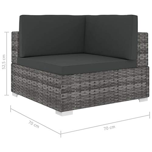Festnight Ecksofa mit Auflagen Eckcouch mit Sitzpolster & Rückenpolster Gartenmöbel Sofagarnitur Poly Rattan Grau 70 x… – Bild 3