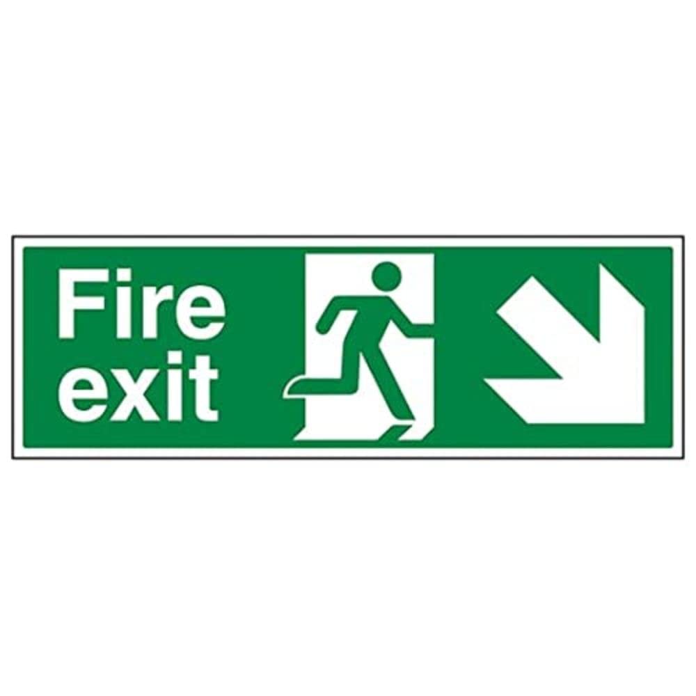 V Safety Eco Friendly Fire Exit - Fire Exit Arrow Down Right - 300 X 100mm