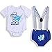 Baby Birthday Shark Clothes Baby Boy Girl Short Sleeve Bodysuit and Cake Smash Outfits (Blue - B, 15-18 Months)
