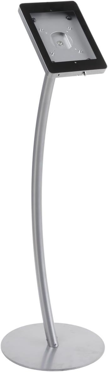 iPad Kiosk Display Stand for Floor, Curved Post, Rotating and Tilting, Locking Enclosure - iPad 2, 3, 4 and Air, Hidden Home Button