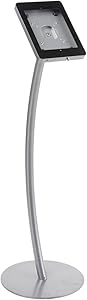 iPad Kiosk Display Stand for Floor, Curved Post, Rotating and Tilting, Locking Enclosure - iPad 2, 3, 4 and Air, Hidden Home Button