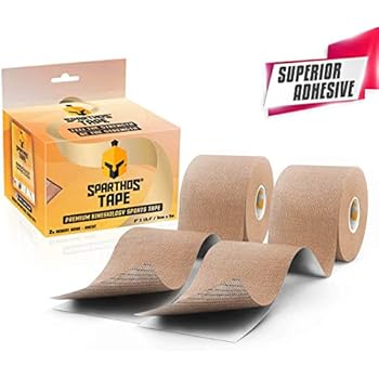 Spartan Tape Kinesiology Tape (Pack of 2) - Incredible Support for Pro Athletic Kt Sports and Recovery - Free Kinesio Taping Guide! - Rocktape Waterproof Tex Rock Gold Lift Tapes - Uncut (2X Beige)
