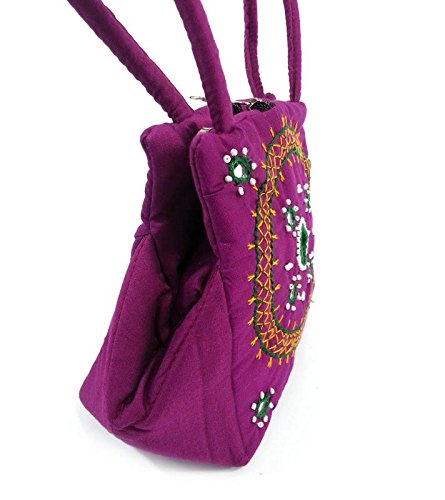 belladona samosa cotton rani pink cut small mirror work women's bag