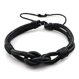 JewelrieShop Young and Cool Handmade Countryside Style Genuine Real Leather Braid Infinity Lock Bracelet,Adjustable