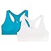 Fruit of the Loom Big Girls' Crochet Back Seamless Sport Bra 2 Pack, Island Azure/White, 32