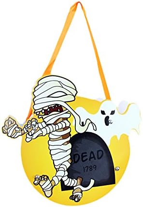 Halloween Candy Bag, WONOUS Halloween Cute DIY Paper Skull Witch Pumpkin Treat or Trick Kids Children Candy Bag Snack Packaging Children Kids Party Storage Bag Gift with Handle (Mummy)