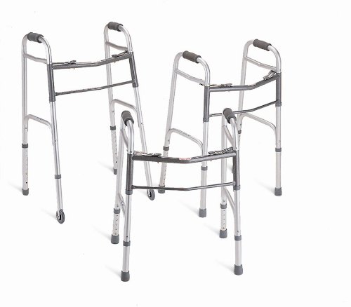 Medline MDS86410JW54B Basic 2-Button Folding Walkers with 5" Wheels, Junior (Pack of 4)