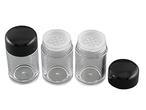 Hustar 8 Pcs 10g Mini Empty Plastic Sifter Jars Makeup Cosmetic Pot Glitter Powder Containers Black Lid