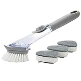 Kitchen Dish Scrubber Soap Automatic Dispenser Dishwashing Scrubber Sink Brush for Dish Scrub Brush with Soap Handle Diswasher Brush