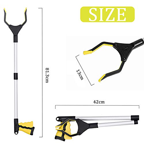 WELLXUNK Greifer,81.3cm Greifzange für Senioren,Müllzange,Greifer Werkzeug,Greifzange,Greifarm Müll Greifer,Aluminium… – Bild 3