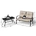 Giantex 2 Pcs Patio Loveseat with Coffee Table Outdoor Bench with Cushion and Metal Frame, Loveseat Furniture Set Sofa for Garden, Yard, Patio or Poolside