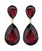 Women's Elegant Dangling Teardrop Stone Pierced Earrings, Ruby Red Stone, Gold-Tone