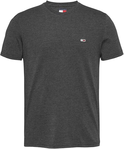 Tommy Jeans TJM Xslim Jasper Htr tee Ext Dm0dm20363 S/S T-Shirt, Preto (Preto Htr), M Masculino