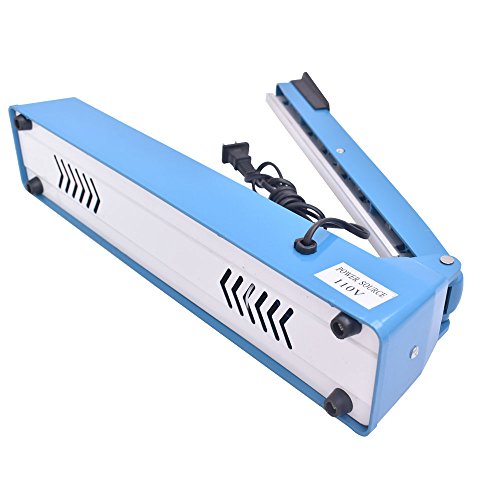 iHotools 12"(300mm) Impulse Manual Hand Bag Sealer Heat Sealing Machine for Plastics Bags PE bags with Extra Replacement Element Grip Blue
