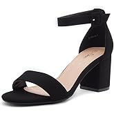 Shoe Land Low Block Heels for Women – Square Open Toe Ankle Strap Chunky Heels | Slingback Dress Sandals with Double Bowknots for Wedding, Bridal & Party