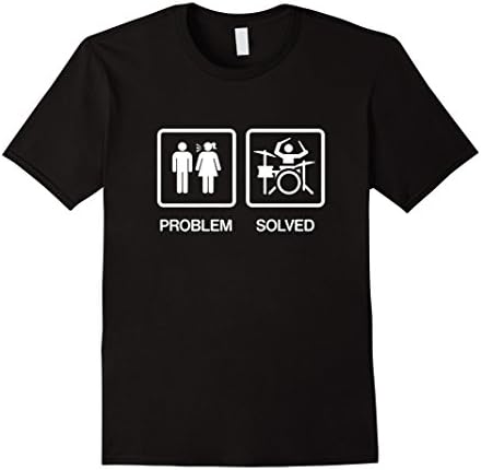 Mens Problem Solved Funny Drums Drummer T Shirt Gift Large Black