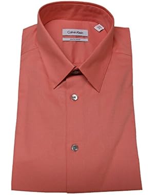 Calvin Klein Men's Motion Slim Fit Stretch Shirt, Size 16 1/2-34/35, Color Papaya