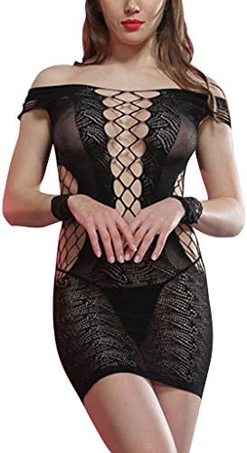 Ulily Womens Seamless Mesh Lingerie Chemise Fishnet Dress Bodystocking