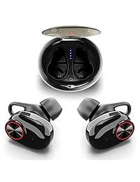 Auriculares inalámbricos de YOZZ Play Bluetooth 5.0 inalámbricos con micrófono estéreo 3D auténtico con sonido de graves y cancelación de ruido con caja de carga, hasta 6 horas de reproducción de música