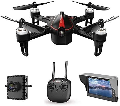 GooDGo Bugs 3 Mini Quadcopter with 5.8G FPV 720P Camera, LCD RX Display, 300m Remote Control Distance, Manual Dual Mode, High/Low Speed Switch, 2.4 GHz 6-Axis Gyro Headless Mode Drone (Black)