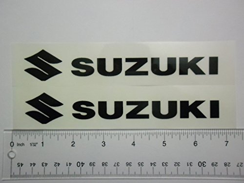 Suzuki motorcycle sticker 6" x1.5"black on white Vinyl decal weather proof 2 stickers