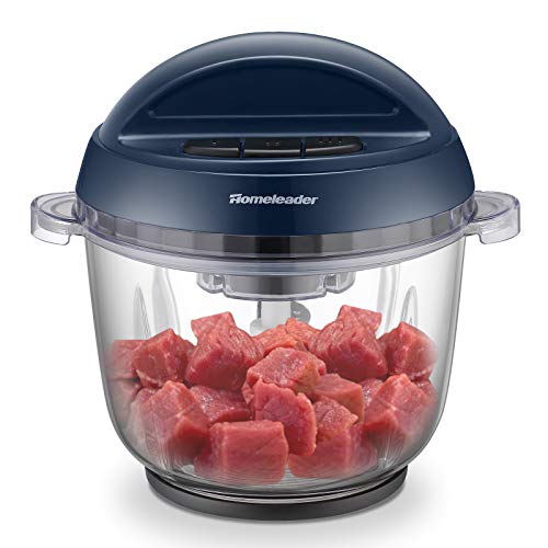 thumbnail image 2 of Homeleader 3-in-1 Electric Food Chopper, Blender & Coffee Grinder - 8 Cup Glass Bowl, 300W, 4 Blades (Retro Design) 2 of 13