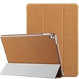 iPad Pro 9.7 Case smart, Kuool® Slim Fit Smart Folio Leather Case Cover with with Trifold Stand Auto Wake/Sleep Feature for Apple iPad Pro 9.7 Inch (2016 Model)-LightBrown