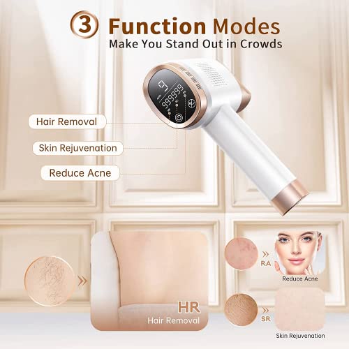 Finequin IPL Hair Removal Device for Women and Men, Upgraded Hair Reduction System, Adjustable Intensity Levels with Hair Removal Function, Full Body At-Home Salon Alternative（Green）