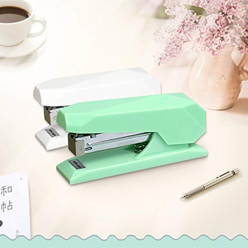 Mint Green Stapler Desk Premium Spring Powered Staplers No-Jam Desktop Executive Stapling Tool with Non-Slip Base 20 Sheets Capacity Diamond Shape Office School Supplies (Mint Green)