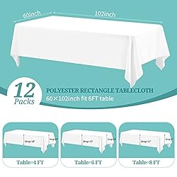 Pesonlook 12 Pack White Polyester Tablecloth-60 x