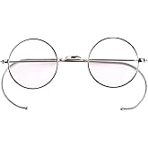 Agstum Retro Small Round Optical Rare Wire Rim Eyeglasses Frame