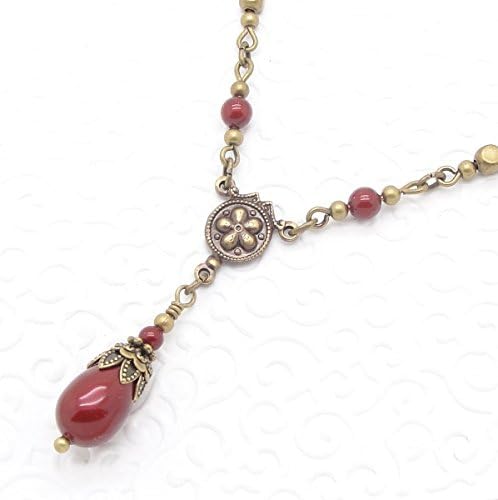 Victorian Red Swarovski Simulated Pearl Necklace