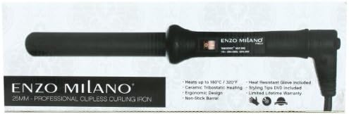 Enzo Milano STR25DV-B Professional Clipless Round Barrel Curling Iron, 1 Inch by Enzo Milano