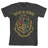 HARRY POTTER Boys Wizard in Training Navy Heather Tee (Small, Charcoal Heather)