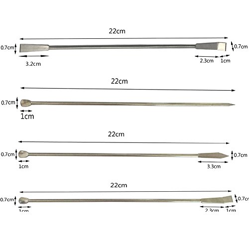 OESS Micro Lab Scoop Reagent Laboratory Mixing Spatula 22cm Long Sampling Spoon Stainless Steel Pack 4Pcs